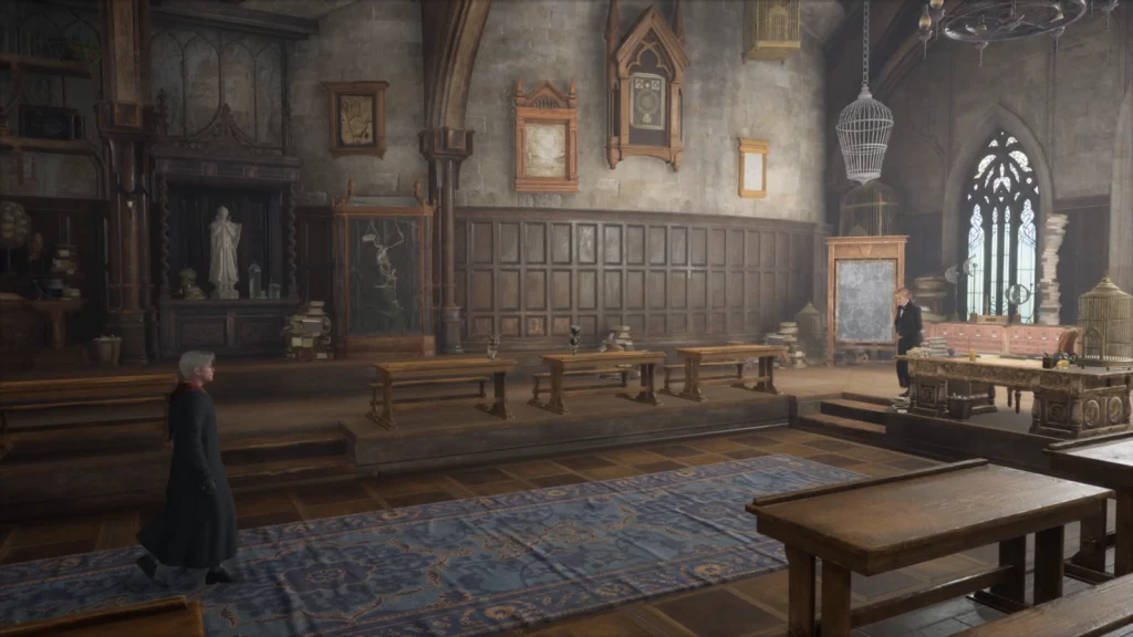 Student walks into Hogwarts classroom in Hogwarts Legacy