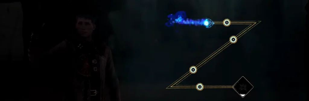 Blue energy cursor on gold skill tree menu