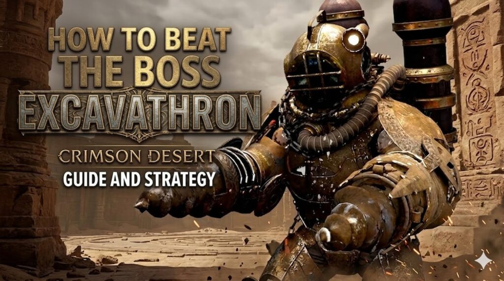 Excavathron boss stands in Crimson Desert ruins