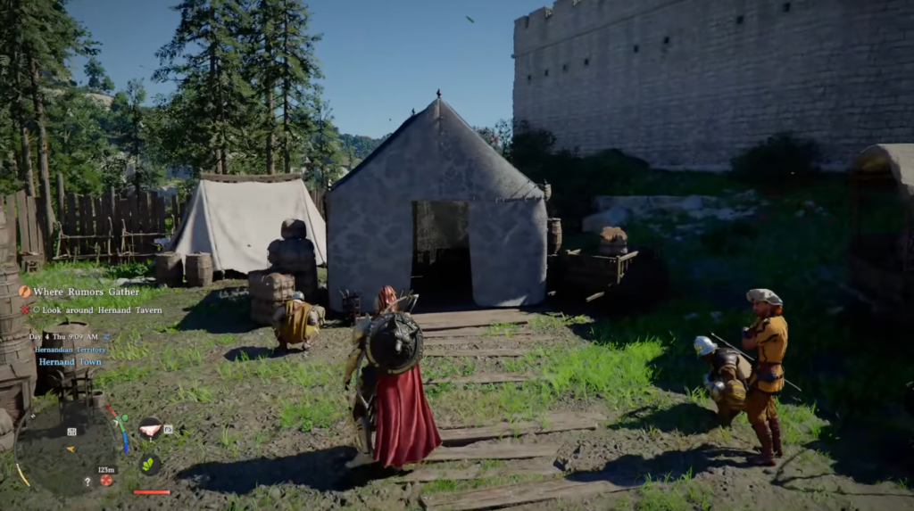 Гном касается синего кристалла в пещере