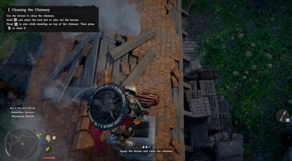 Кратос с огненным клинком сражается на снегу God of War