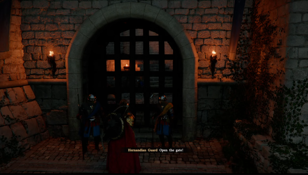 Кратос стреляет в рунический кристалл на скале