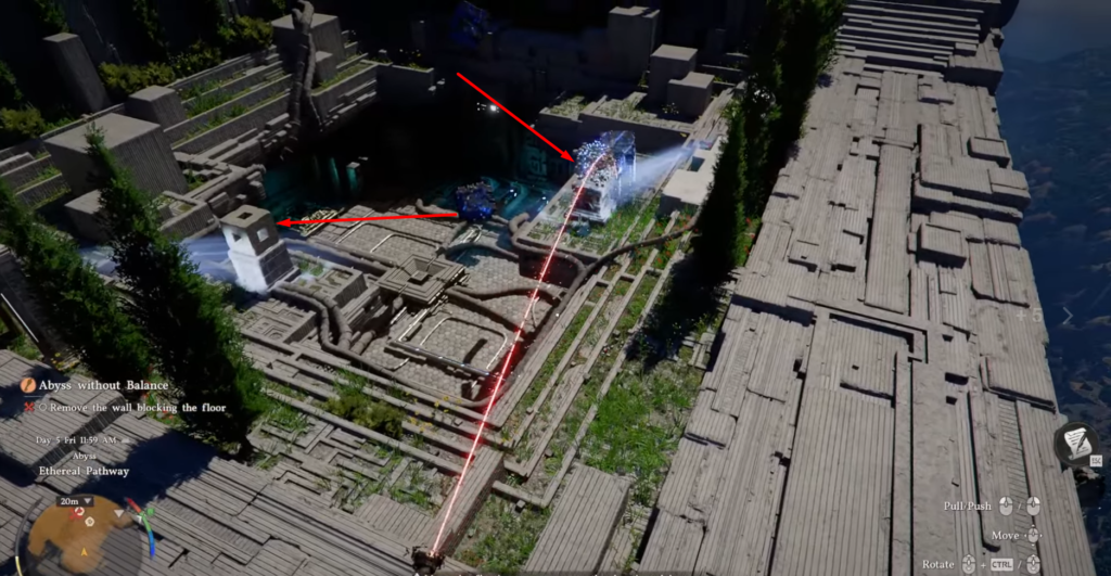 Кратос и Атрей падают в темной шахте God of War