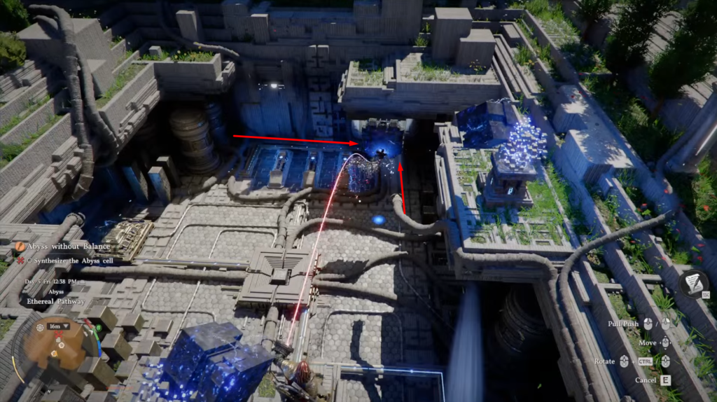 Кратос держит голову Мимира у настенной росписи