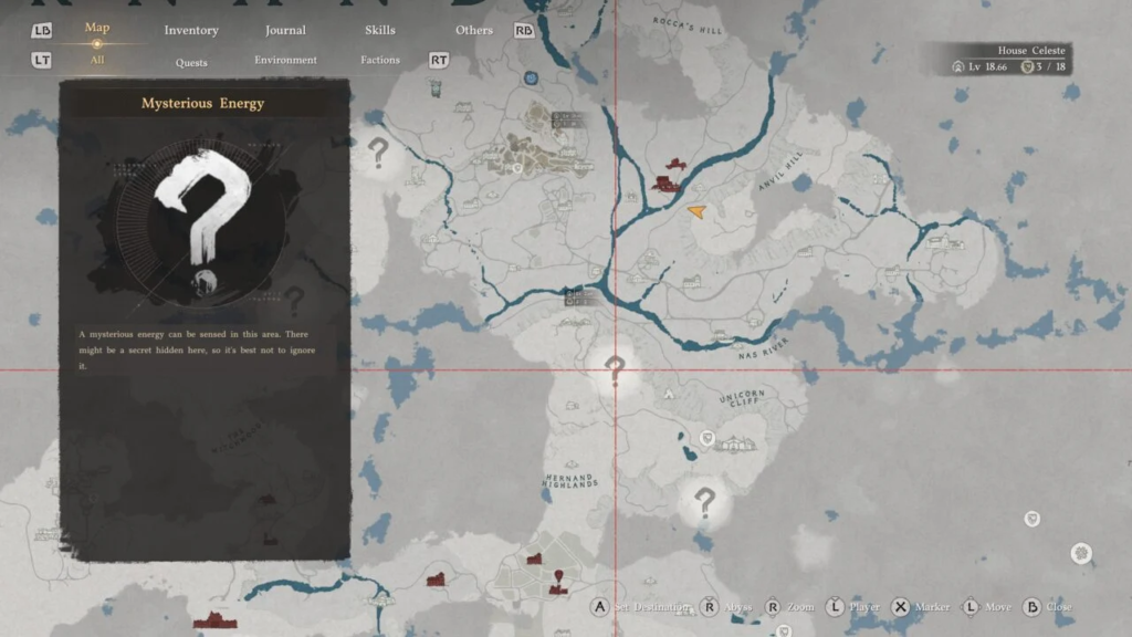 Dragon's Dogma 2 map showing Mysterious Energy marker
