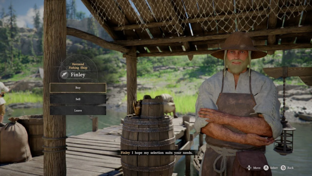 Finley stands at fishing shop dock in Hernand