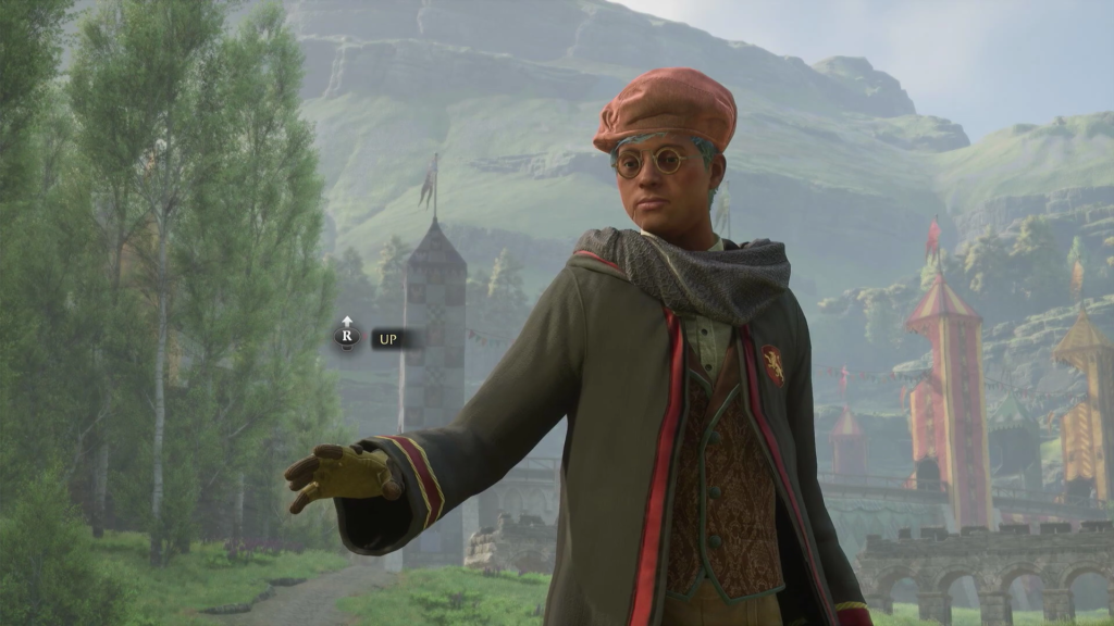 Hogwarts Legacy student casting spell near Hogwarts grounds