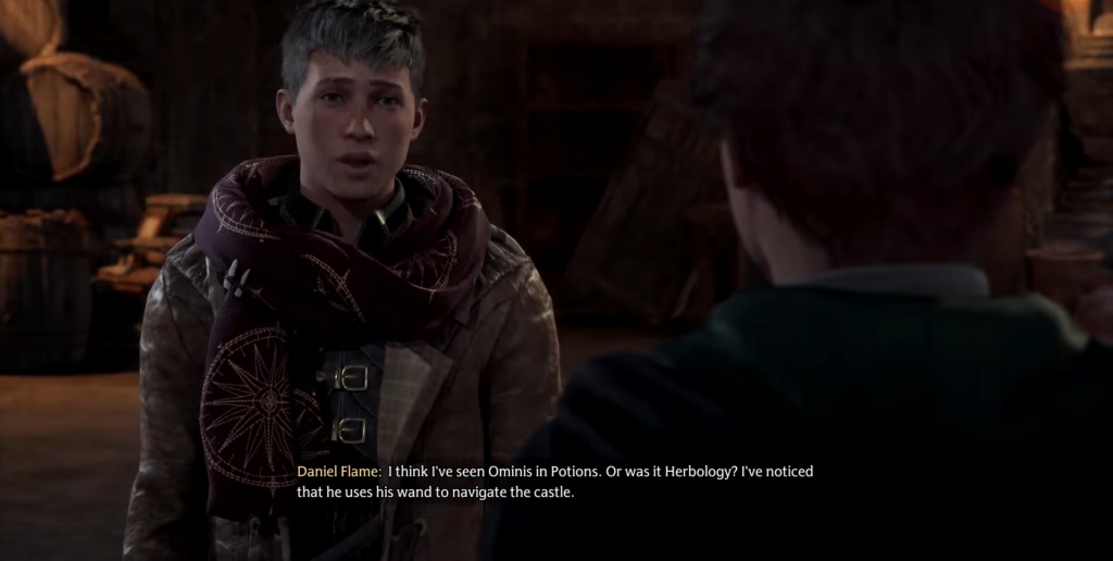 Daniel Flame talking to student in Hogwarts Legacy classroom