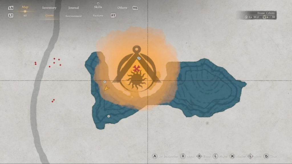 Dragon's Dogma 2 map showing House Celeste area