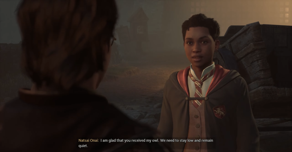 Natsai Onai talks outdoors in Hogwarts Legacy