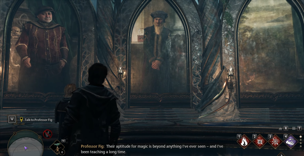 Player character faces portraits in Hogwarts Legacy hall