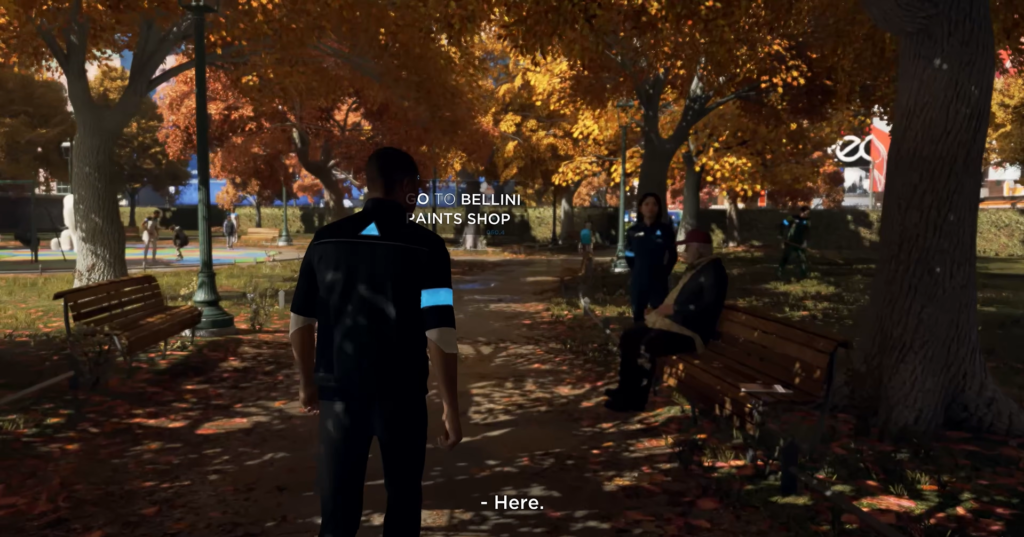 Connor from Detroit: Become Human walking in autumn park