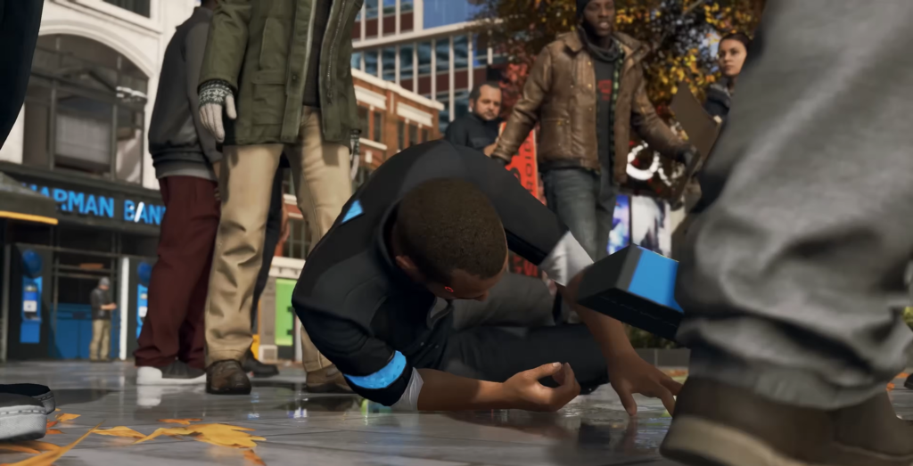 Connor from Detroit: Become Human lying on street
