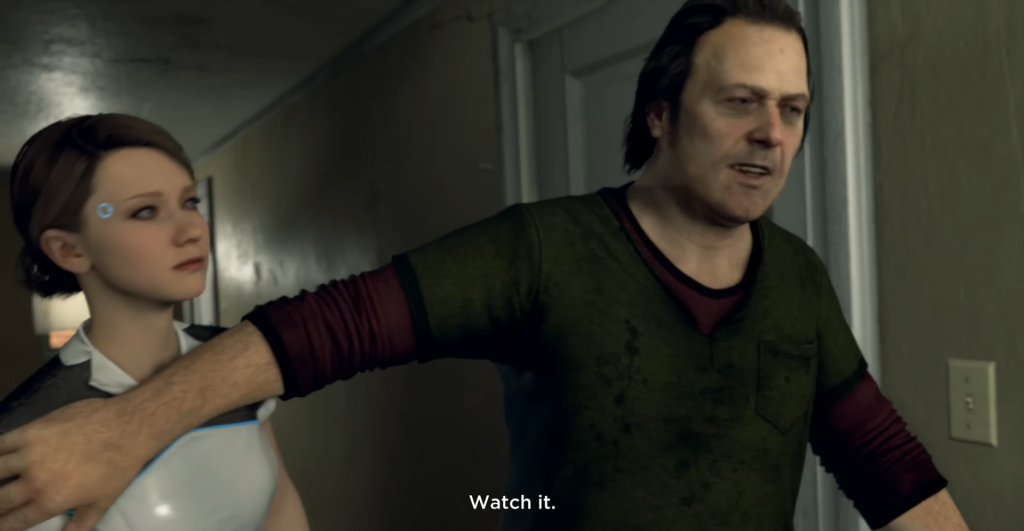 Todd Williams blocks Kara in hallway, Detroit: Become Human