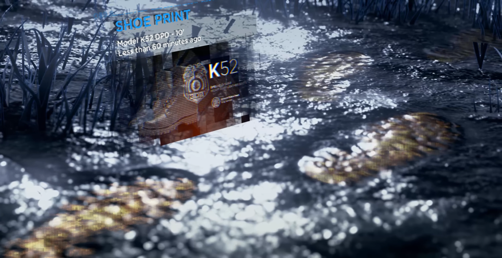 Shoe prints in muddy water with K52 overlay