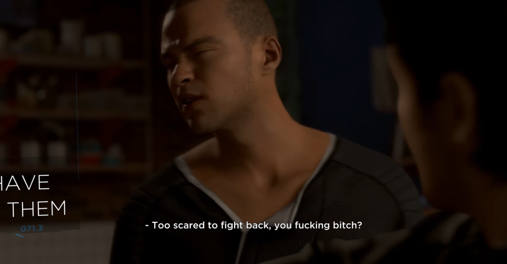 Markus confronts someone indoors in Detroit: Become Human