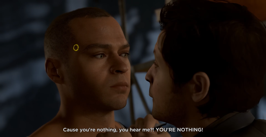 Detroit: Become Human Connor confronts man indoors