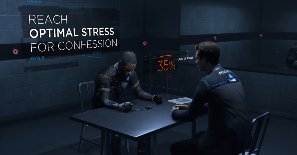 Connor interrogates suspect in Detroit: Become Human room