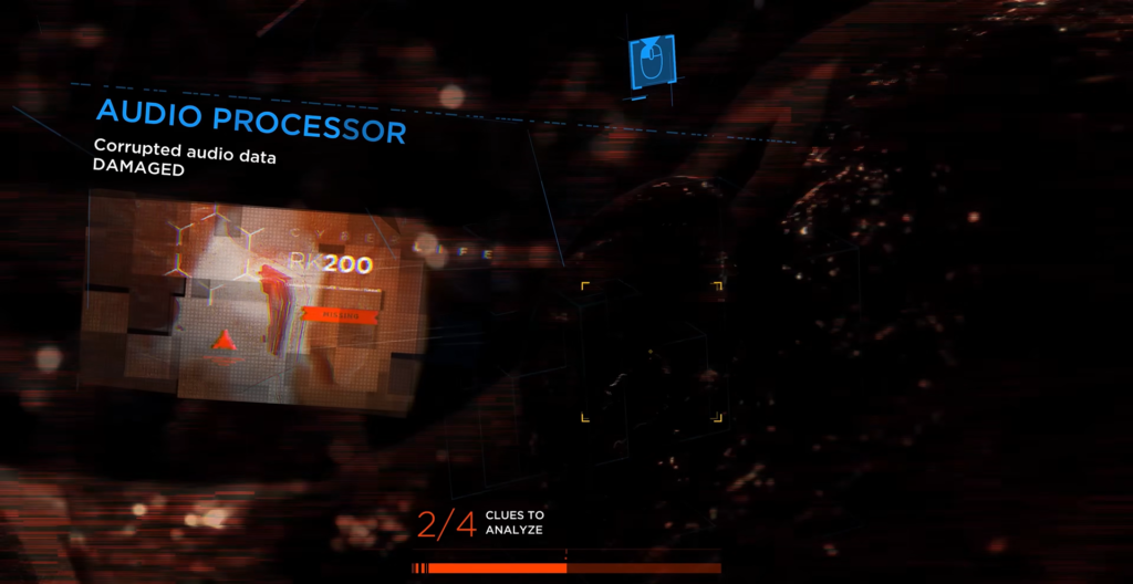 Audio processor interface showing damaged data analysis screen