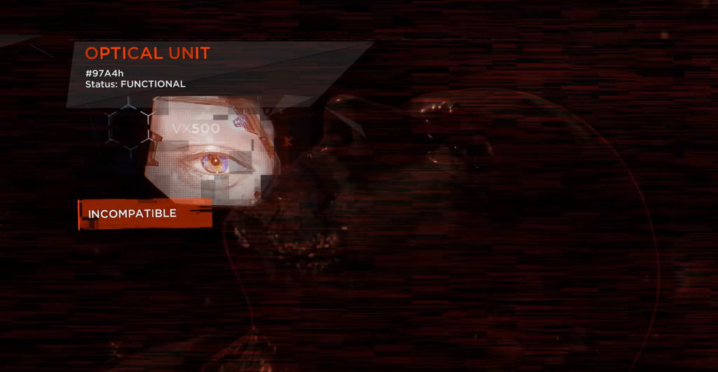 Optical unit interface scanning android eye, incompatible status