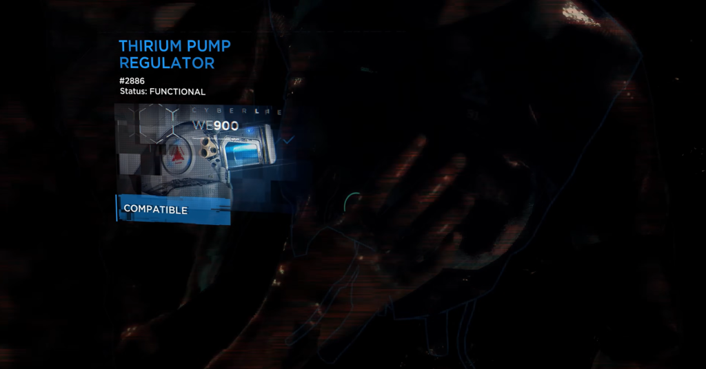 Thirium pump regulator interface displayed on dark screen