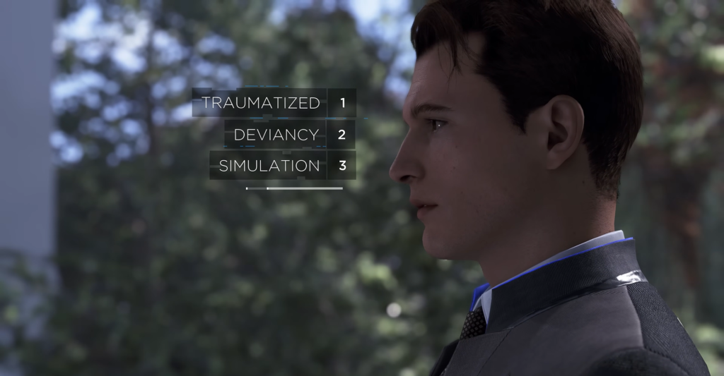 Connor from Detroit: Become Human looking outside window