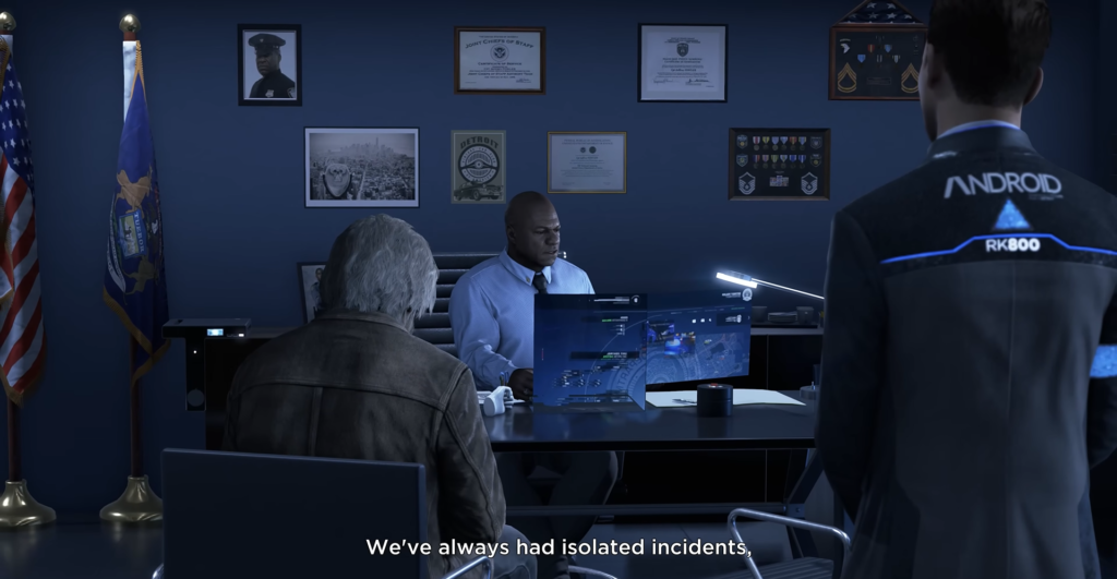 Connor and Hank meet police captain in office