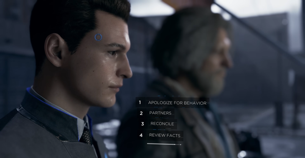 Connor and Hank stand in Detroit: Become Human scene