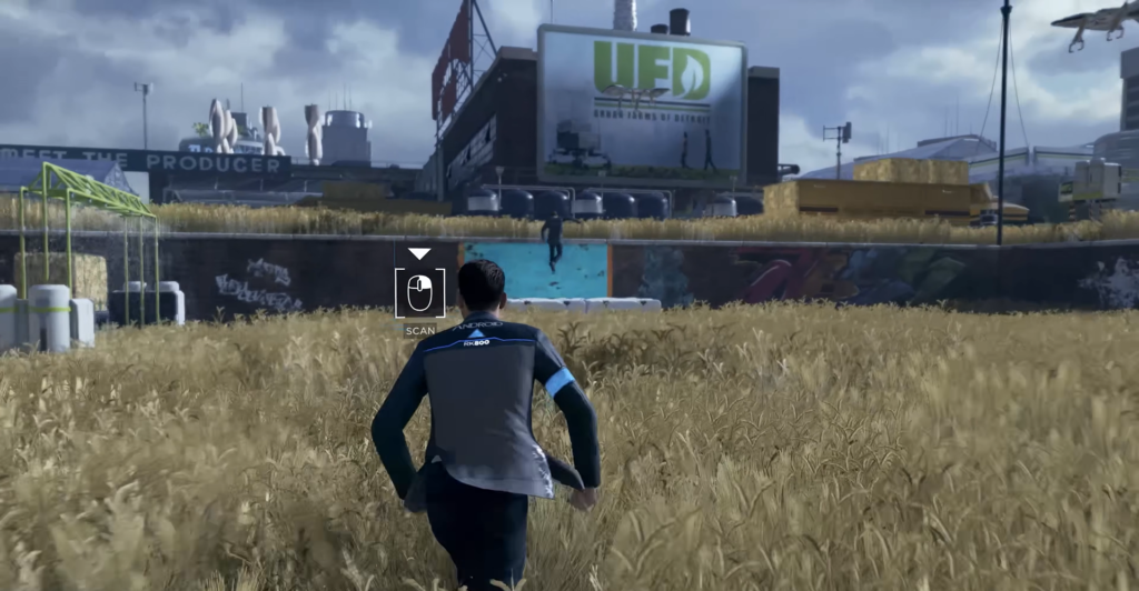 Connor from Detroit: Become Human running through tall grass
