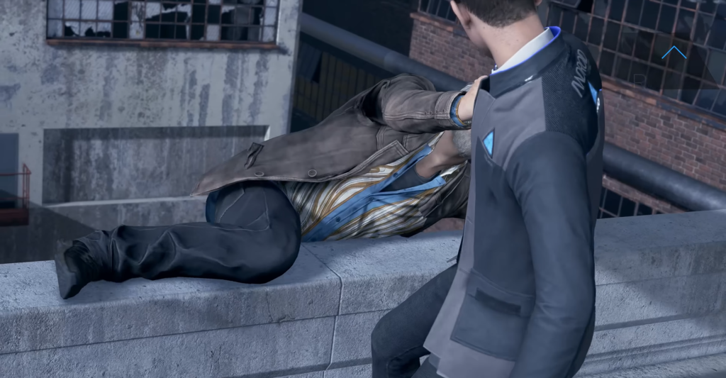 Connor android grabs man on rooftop ledge in Detroit: Become Human