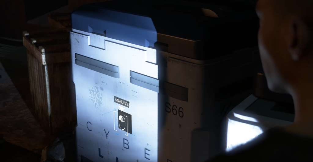 Person analyzing CyberLife box in dark room