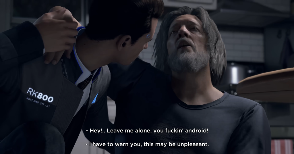 Connor restrains Hank in Detroit: Become Human kitchen