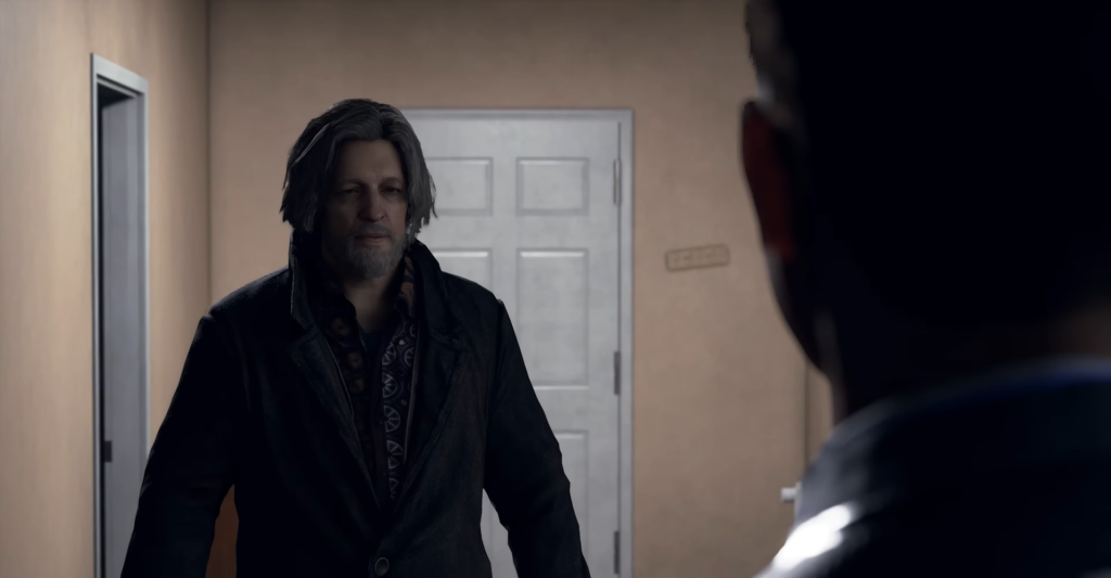 Hank Anderson faces Connor in hallway, Detroit: Become Human