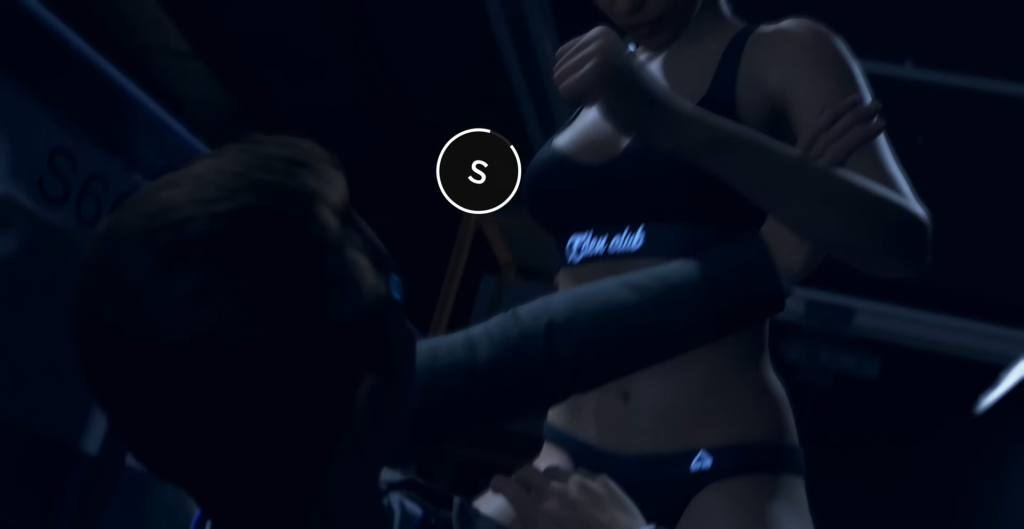 Женщина дерется в темном бойцовском клубе