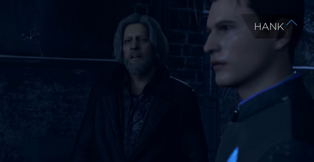 Хэнк и Коннор из Detroit: Become Human стоят ночью