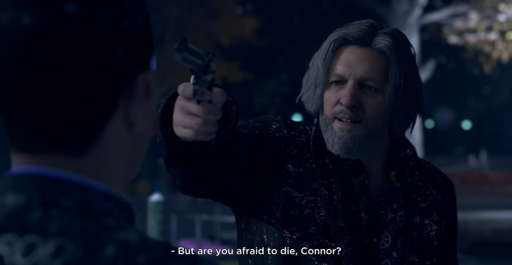 Hank Anderson aims gun at Connor in Detroit: Become Human
