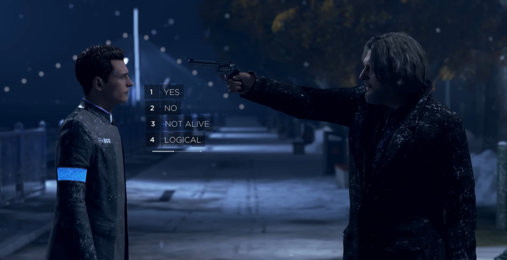 Detroit: Become Human Connor facing gunman on snowy street