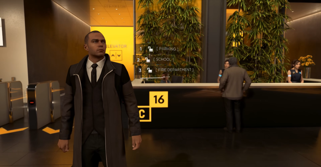 Detroit: Become Human Connor standing in building lobby