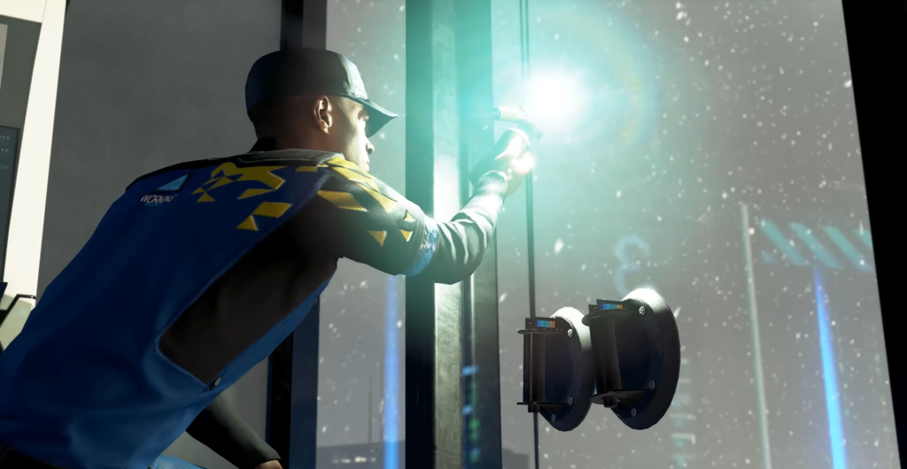 Detroit Become Human Connor shining light through window