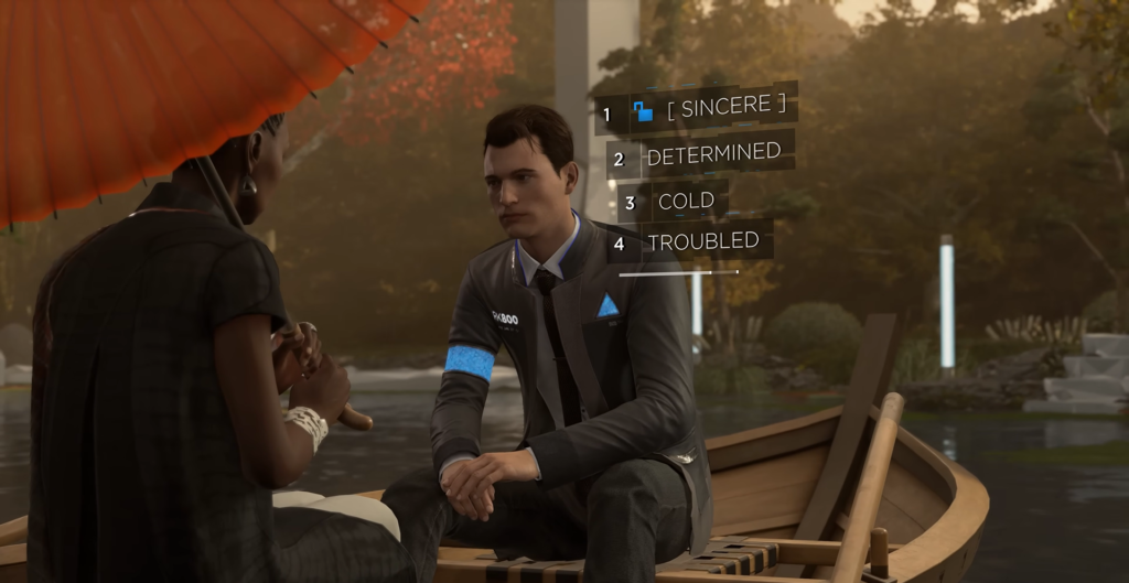 Detroit Become Human Connor talking in rowboat on lake
