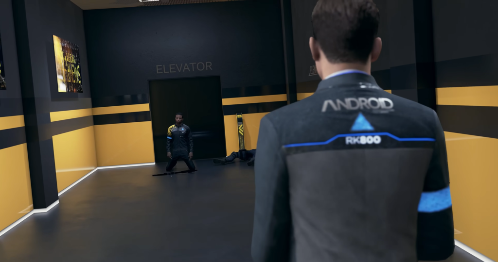 Connor RK800 faces Markus near elevator in Detroit: Become Human