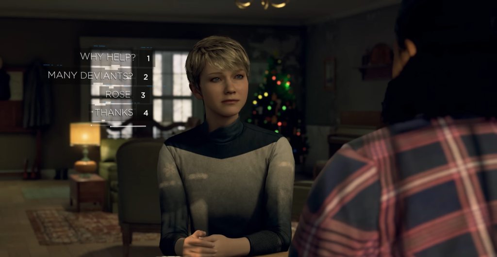 Kara from Detroit: Become Human talks in living room