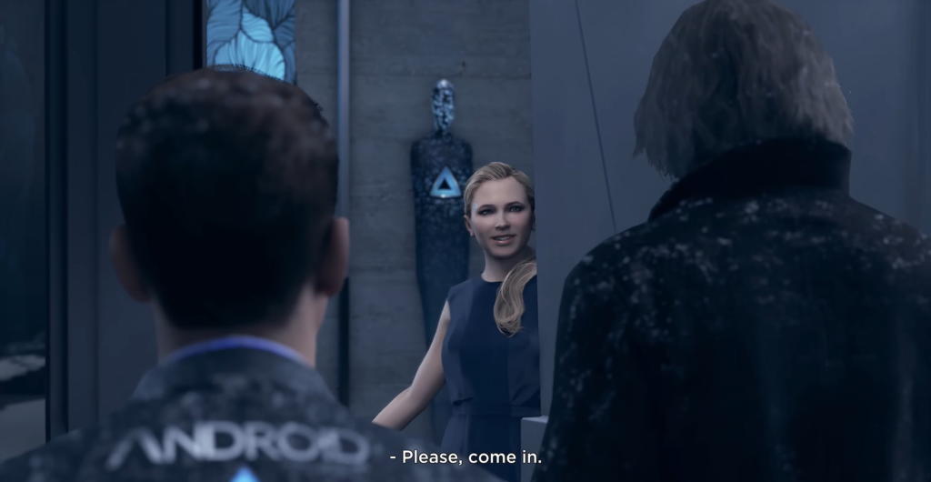 Chloe Detroit Become Human greeting guests at doorway