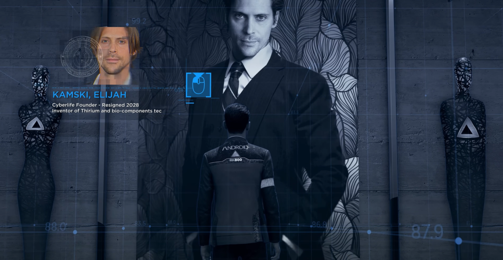 Connor faces Elijah Kamski portrait in Detroit: Become Human