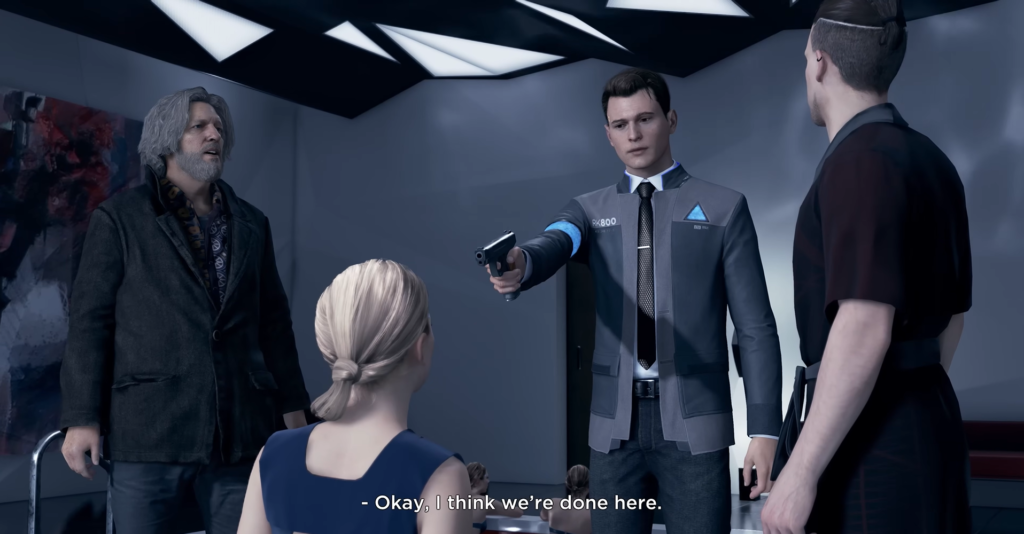 Connor aims gun at woman in Detroit: Become Human