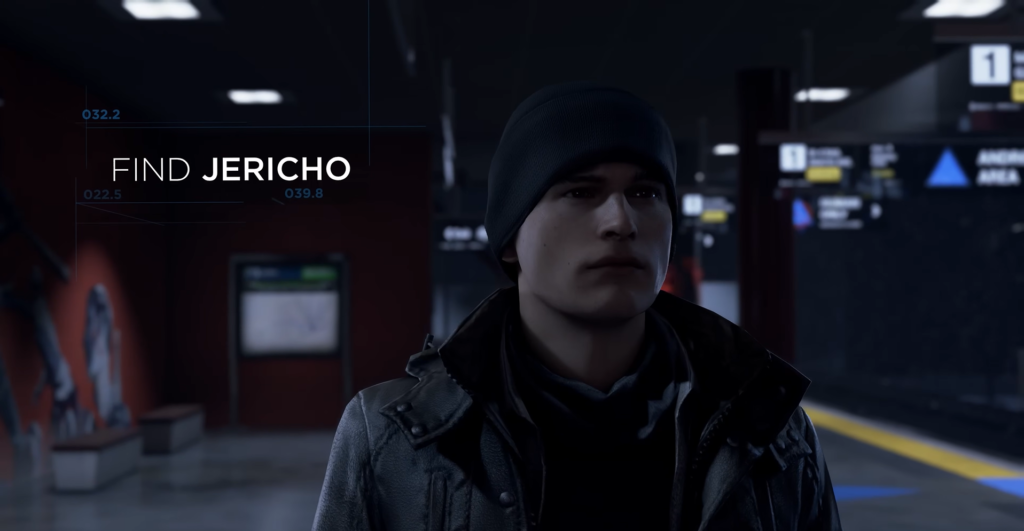 Markus from Detroit: Become Human standing in subway station