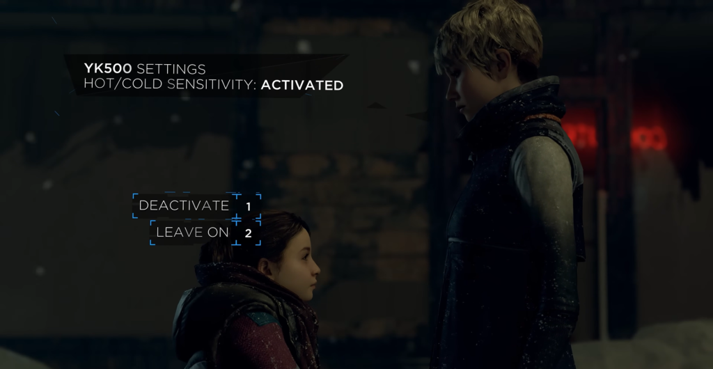 Two children face each other in game menu