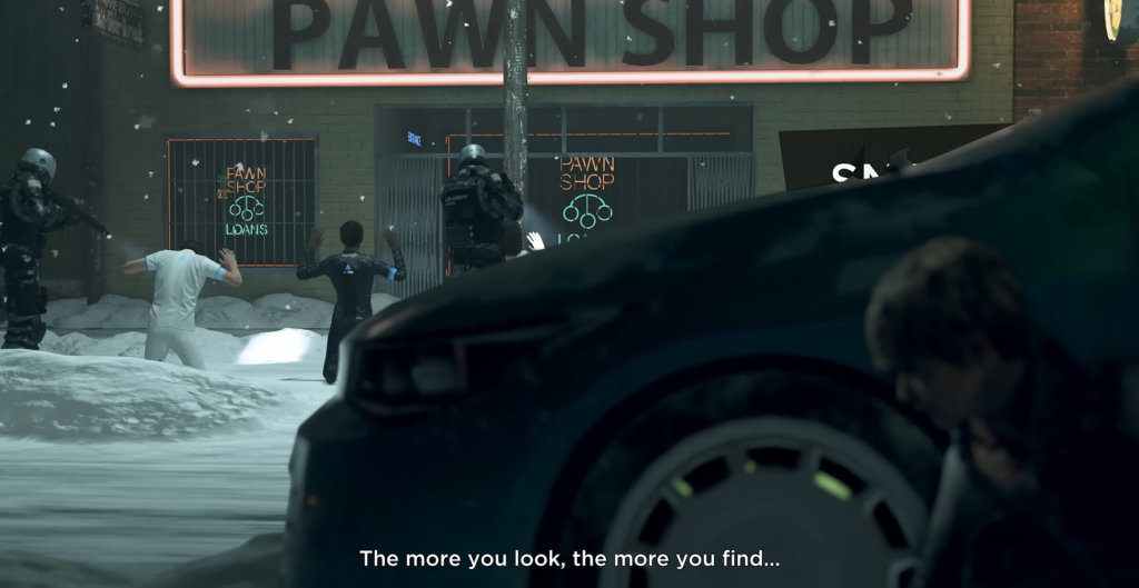 Police arrest suspects outside pawn shop in snow