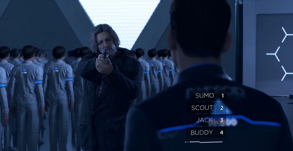 Hank Anderson aims gun at Connor in Detroit: Become Human