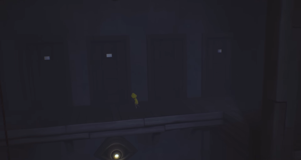 Six from Little Nightmares walking in dark corridor